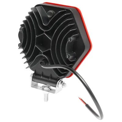 Lampada esagonale con griglia di plastica rossa, 16 LED, DC 10-60V, 48W, angolo 30° - immagine 6
