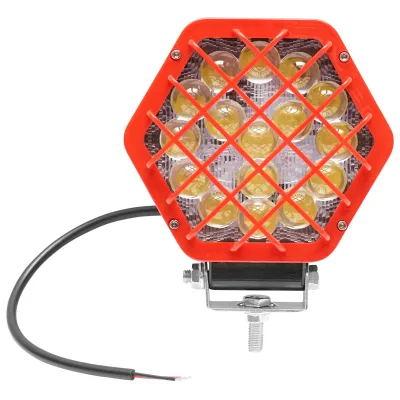 Lampada esagonale con griglia di plastica rossa, 16 LED, DC 10-60V, 48W, angolo 30°