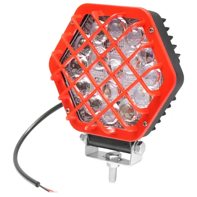 Lampada esagonale con griglia di plastica rossa, 16 LED, DC 10-60V, 48W, angolo 30° - immagine 2