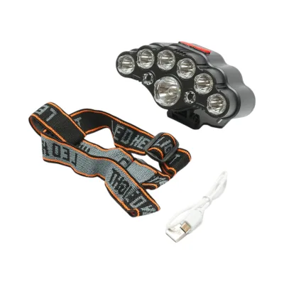 Lampada frontale con 9 LED, 4 modalità di illuminazione, ricaricabile tramite USB - immagine 3