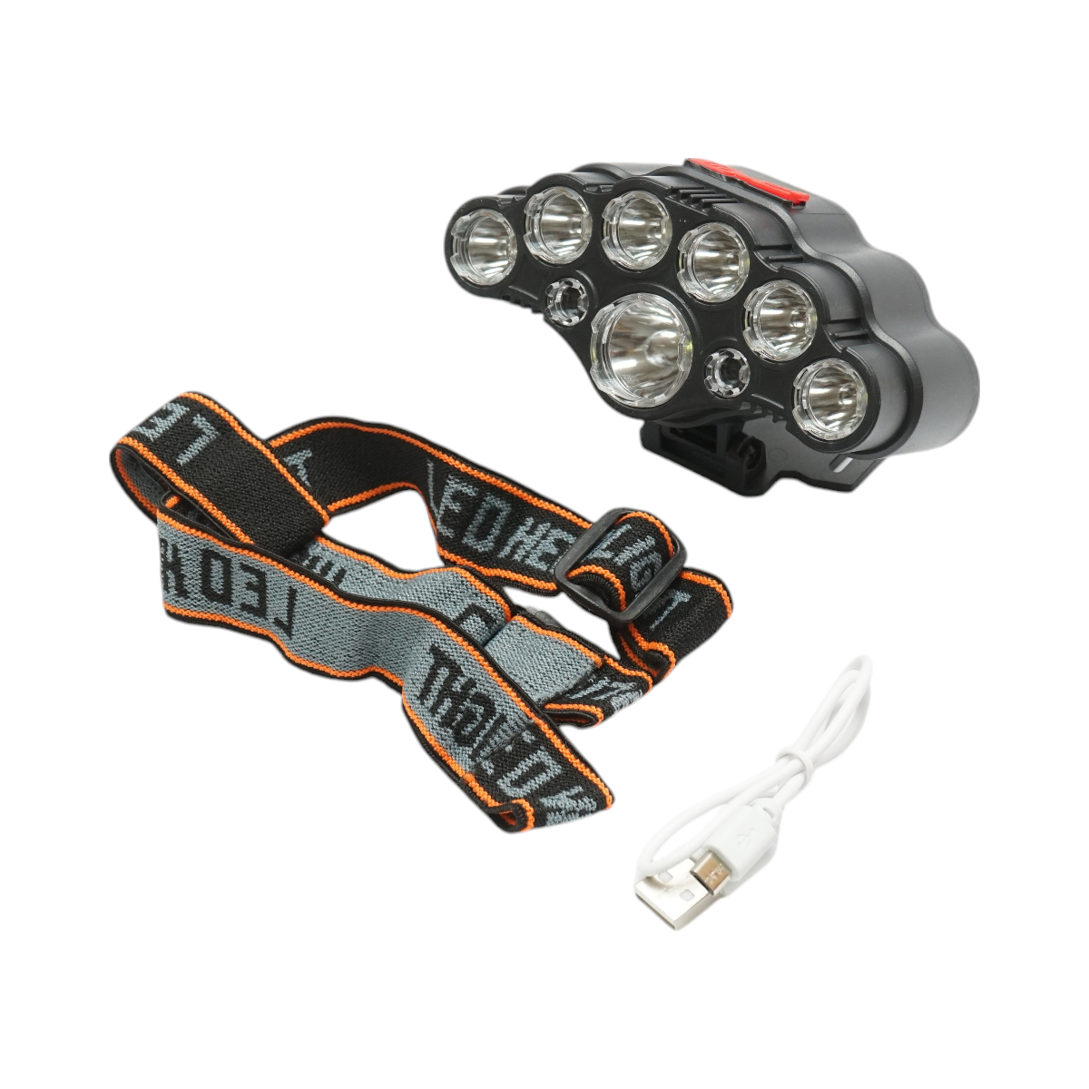 Lampada frontale con 9 LED, 4 modalità di illuminazione, ricaricabile tramite USB - immagine 3