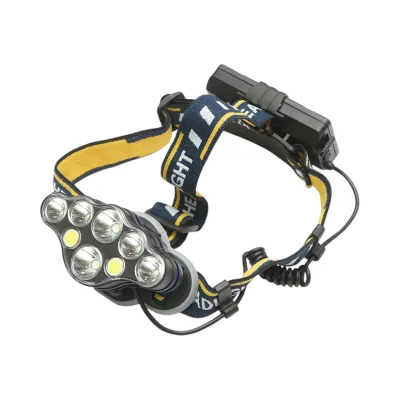 Lampada frontale Crownman a 8 LED, 3 modalità di illuminazione, batteria ricaricabile tramite USB da 2200 mAh.