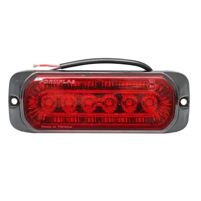 Lampada laterale LED, 12V-24V, rossa intermittente, 132x46 mm, Breckner Germany