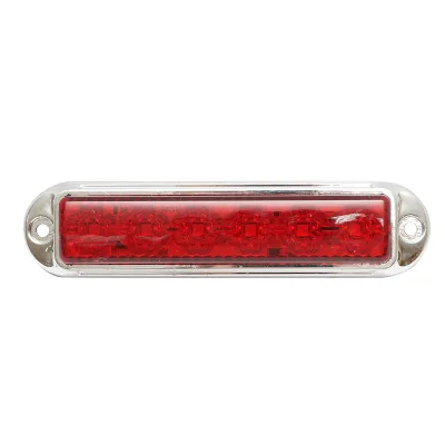 Lampada laterale LED, 12V-24V, rossa, 4 funzioni, 155x37 mm, con cornice cromata, Breckner Germany