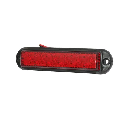 Lampada laterale LED, rossa, 12V-24V, 155x37 mm, con cornice nera, Breckner Germany