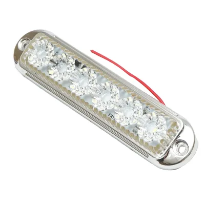 Lampada laterale slim bianca cromata con LED, 12-24V, gialla, Breckner Germany, modello FR1286CR - immagine 2