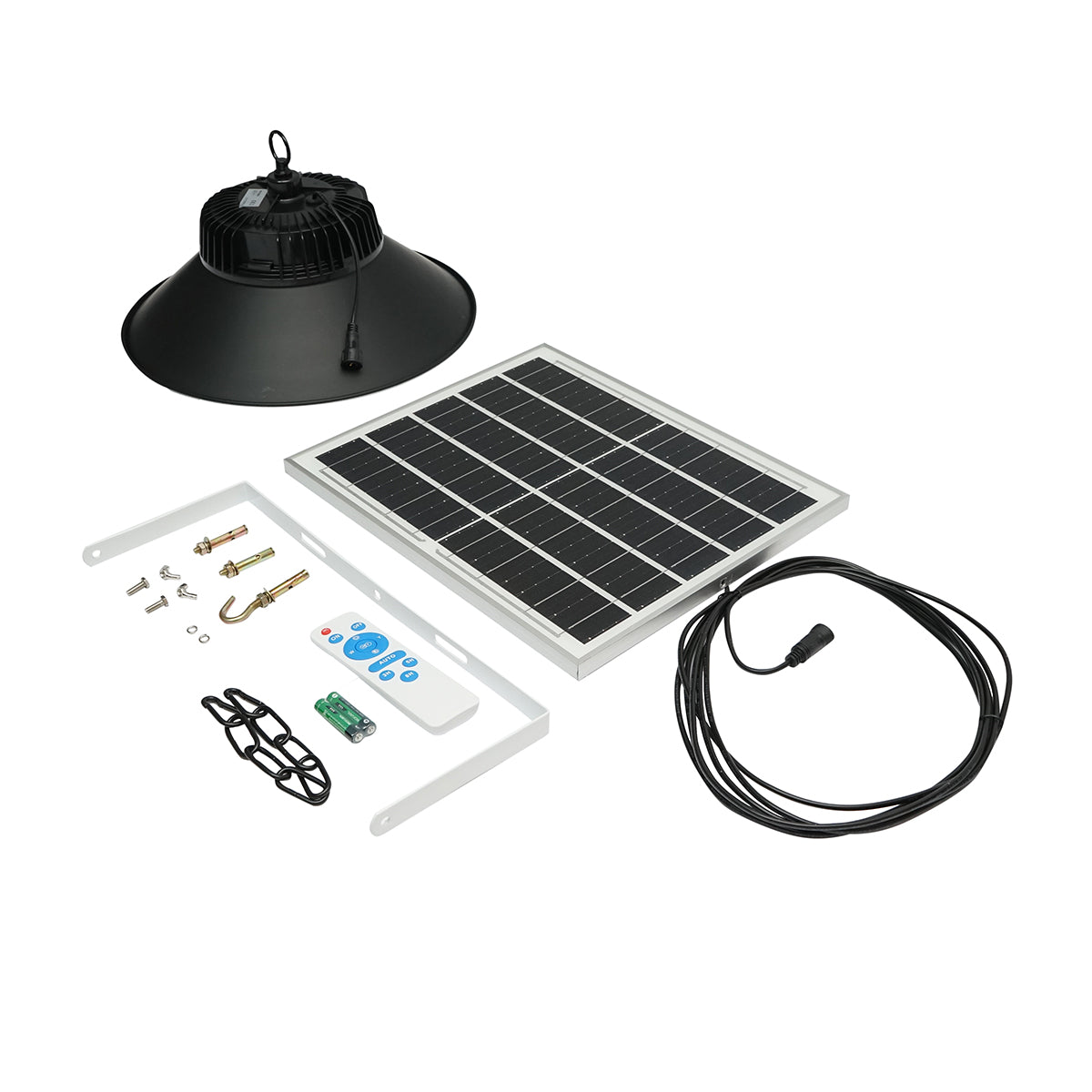 Lampada LED 100W, 6500K con pannello solare policristallino da 16W, batteria LifePO4 3,2V/15Ah e telecomando IP65 - immagine 3