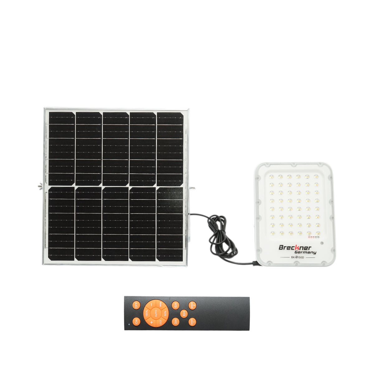 Lampada LED da 1200 lm, 3500K/6500K con pannello solare da 25 W, batteria LifePO4 da 3,2 V/20 Ah, sensore di movimento e telecomando IP66 Breckner Germany