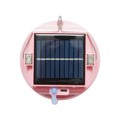 Lampada LED da 200W con pannello solare e batteria da 2400mA, colore rosa - immagine 4