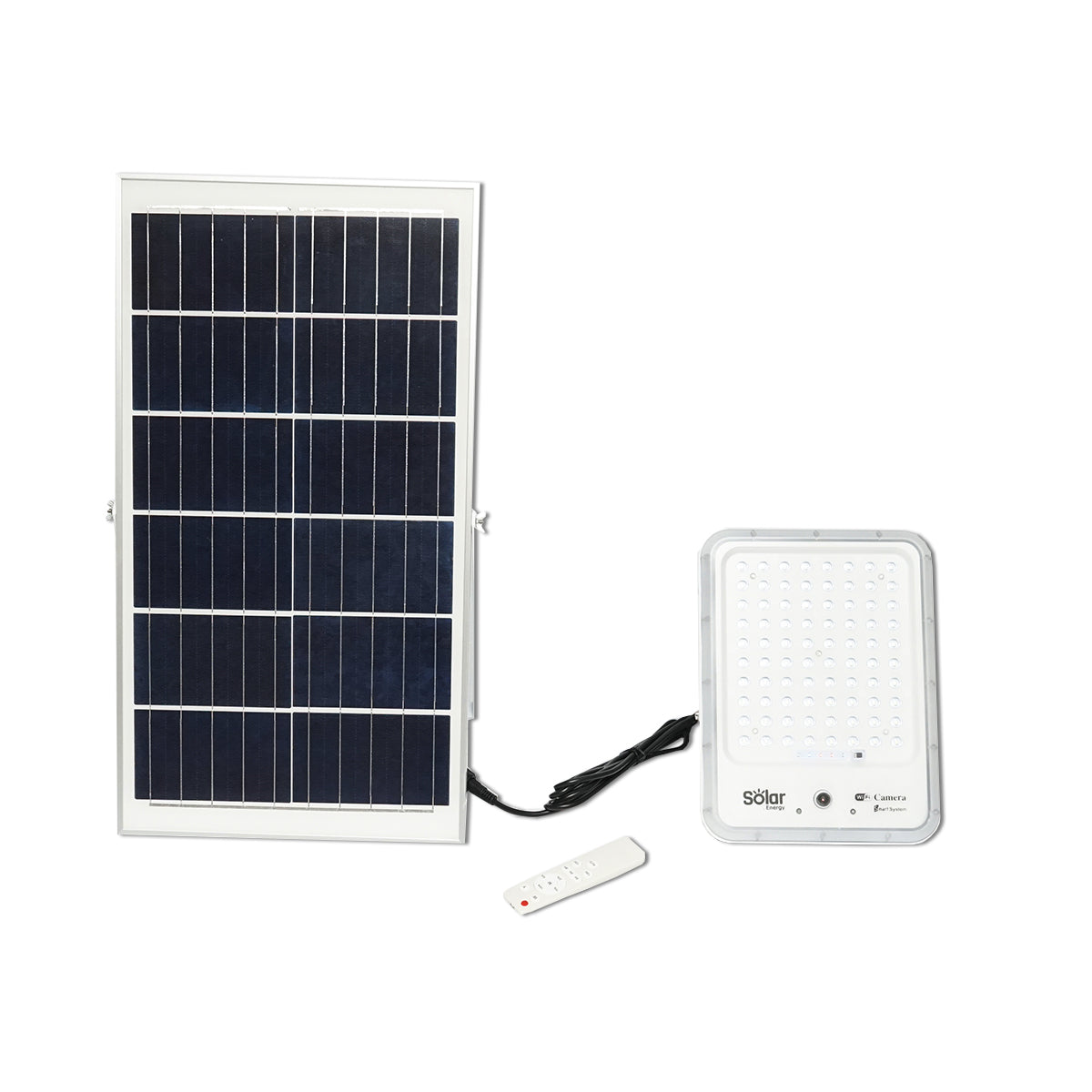 Lampada LED da 20W con telecamera wifi 2MP e pannello solare da 35W, batteria da 3,2V/30Ah