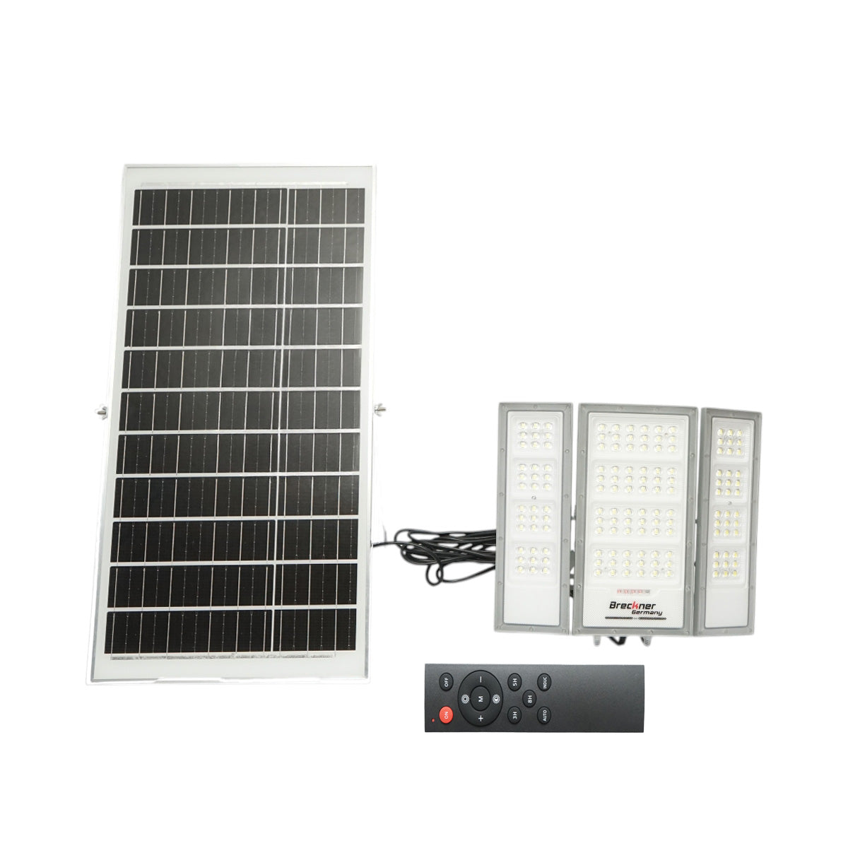 Lampada LED da 2400 lm, 6500 K con pannello solare da 40 W, batteria LifePO4 da 3,2 V/30 Ah, sensore di movimento e telecomando IP66. Breckner Germany