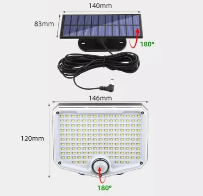 Lampada LED da 8W con pannello solare telecomandato e batteria da 2000mAh, IP65 - immagine 4