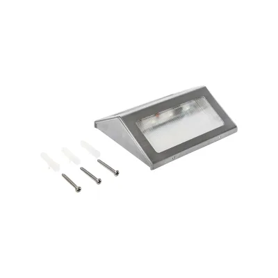 Lampada LED per scale e recinzione 3x0,06W con pannello solare da 4W, batteria da 3,2V e corpo in acciaio inox satinato - immagine 2