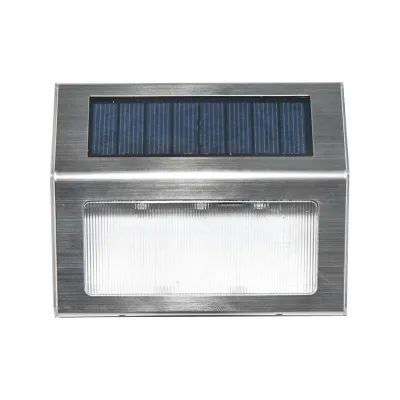 Lampada LED per scale e recinzione 3x0,06W con pannello solare da 4W, batteria da 3,2V e corpo in acciaio inox satinato - immagine 3