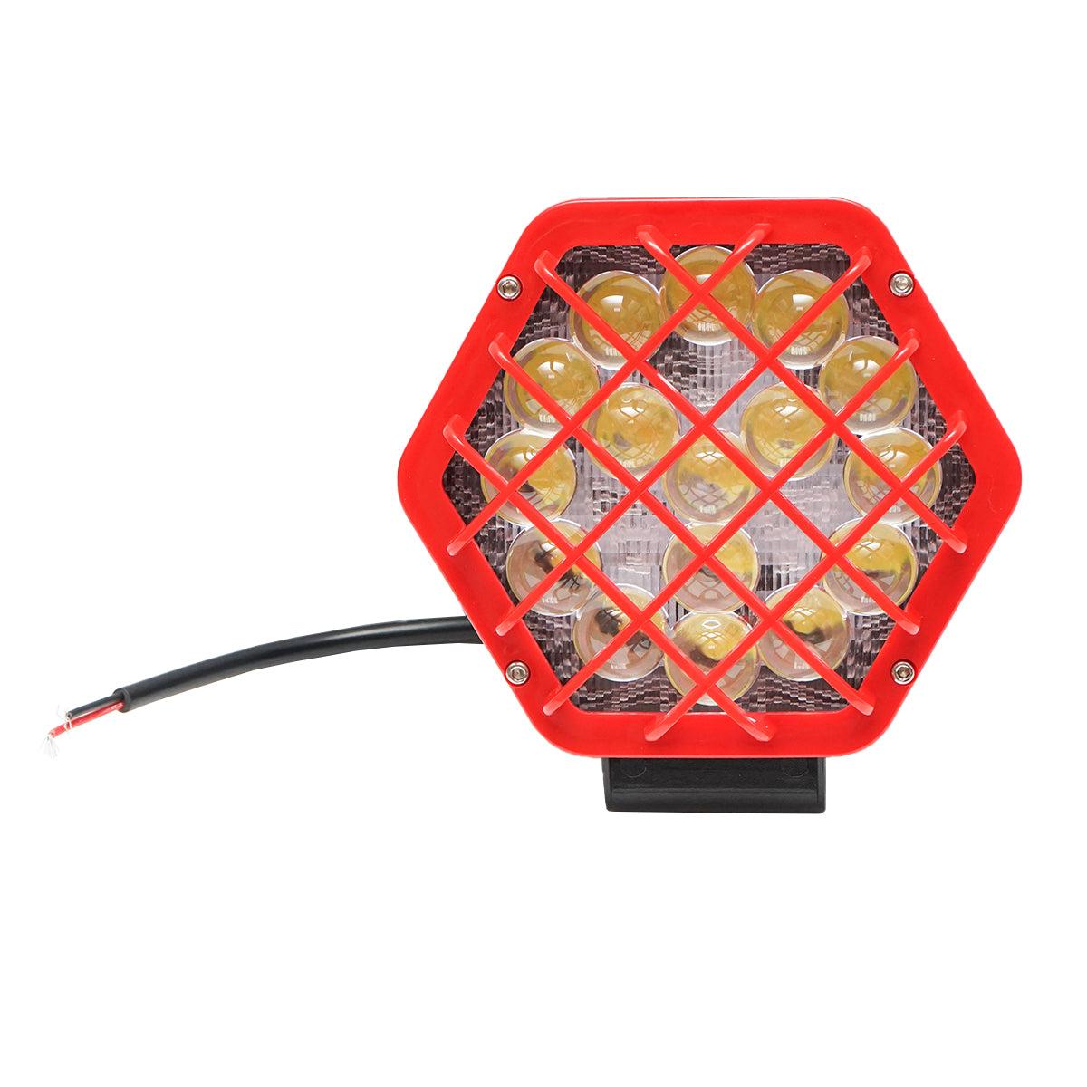 Lampada proiettore con griglia in plastica rossa tipo spot, 16 LED, DC 10-80V, 48W, angolo di radiazione 30°, Breckner Germany
