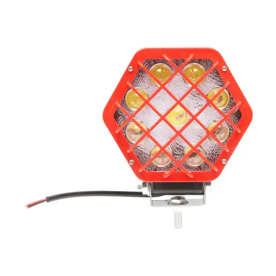 Lampada proiettore esagonale con griglia in plastica rossa, 9 LED, angolo di radiazione 30°, DC 10-80V, 27W, Breckner Germany