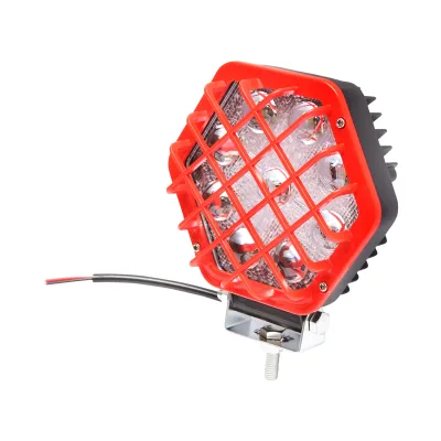 Lampada proiettore esagonale con griglia in plastica rossa, 9 LED, angolo di radiazione 30°, DC 10-80V, 27W, Breckner Germany - immagine 2