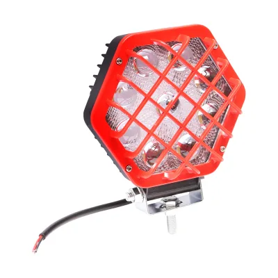 Lampada proiettore esagonale con griglia in plastica rossa, 9 LED, angolo di radiazione 30°, DC 10-80V, 27W, Breckner Germany - immagine 3