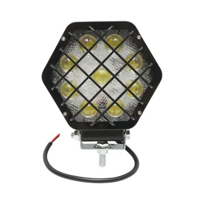 Lampada proiettore esagonale con griglia metallica nera, 9 LED, angolo di fascio 30, DC 10-80V 27W Breckner Germany