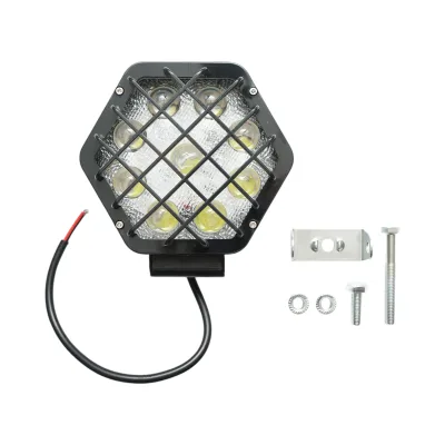 Lampada proiettore esagonale con griglia metallica nera, 9 LED, angolo di fascio 30, DC 10-80V 27W Breckner Germany - immagine 3