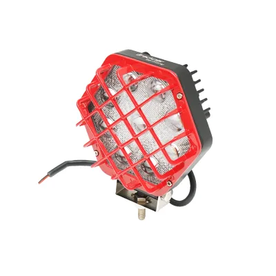 Lampada proiettore esagonale con griglia metallica rossa, 9 LED, angolo di radiazione 30°, DC 10-80V, 27W, Breckner Germany - immagine 2