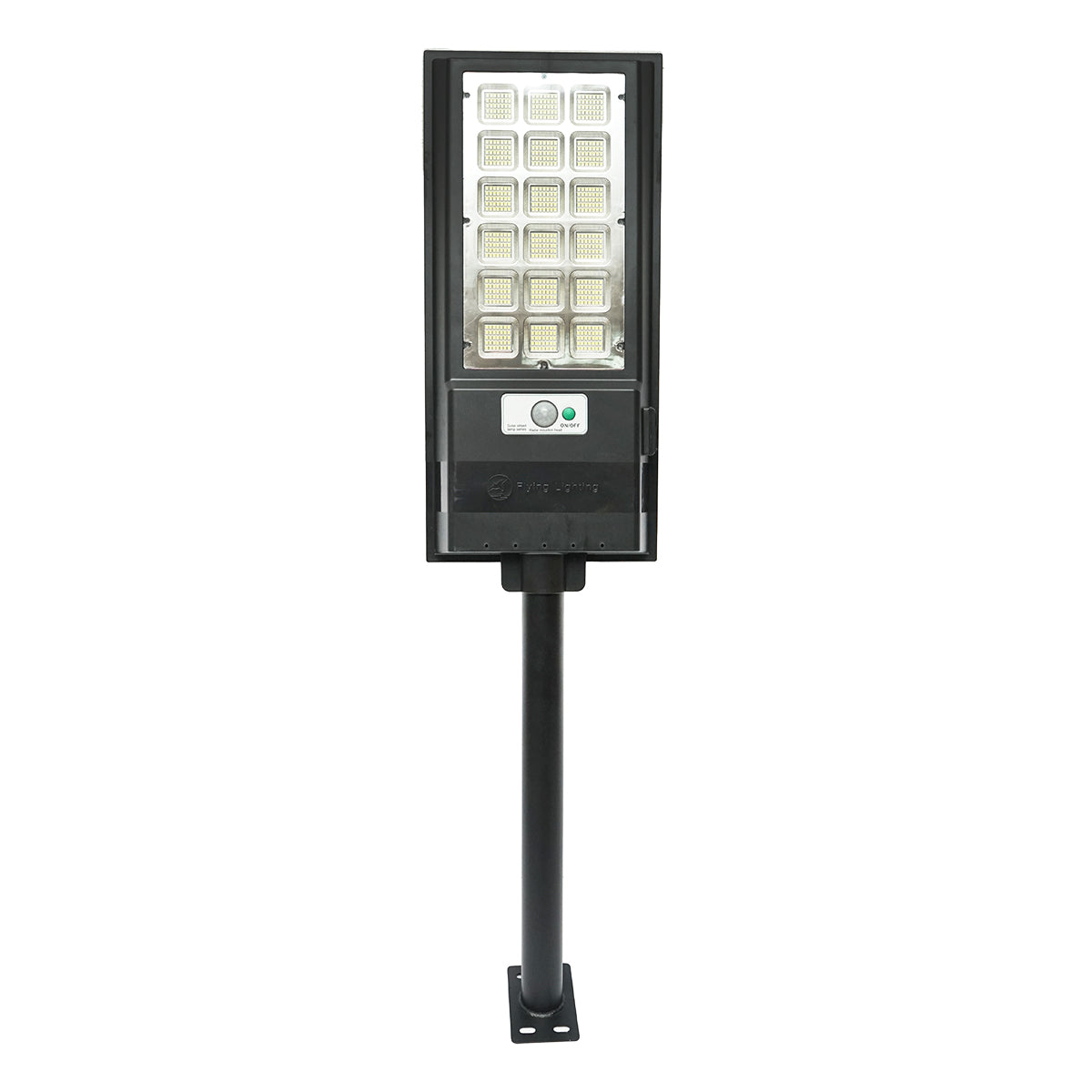 Lampada solare a LED per illuminazione stradale 150W, 6500K, IP65 con sensore di movimento, pannello solare e montaggio su palo - immagine 4