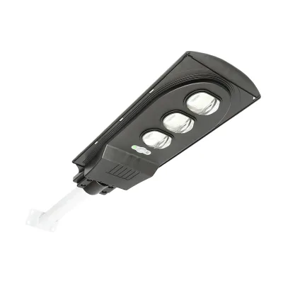 Lampada solare a LED per illuminazione stradale 150W, 6500K, IP65 con sensore di movimento, pannello solare e montaggio su palo