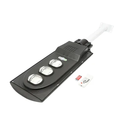 Lampada solare a LED per illuminazione stradale 150W, 6500K, IP65 con sensore di movimento, pannello solare e montaggio su palo - immagine 2