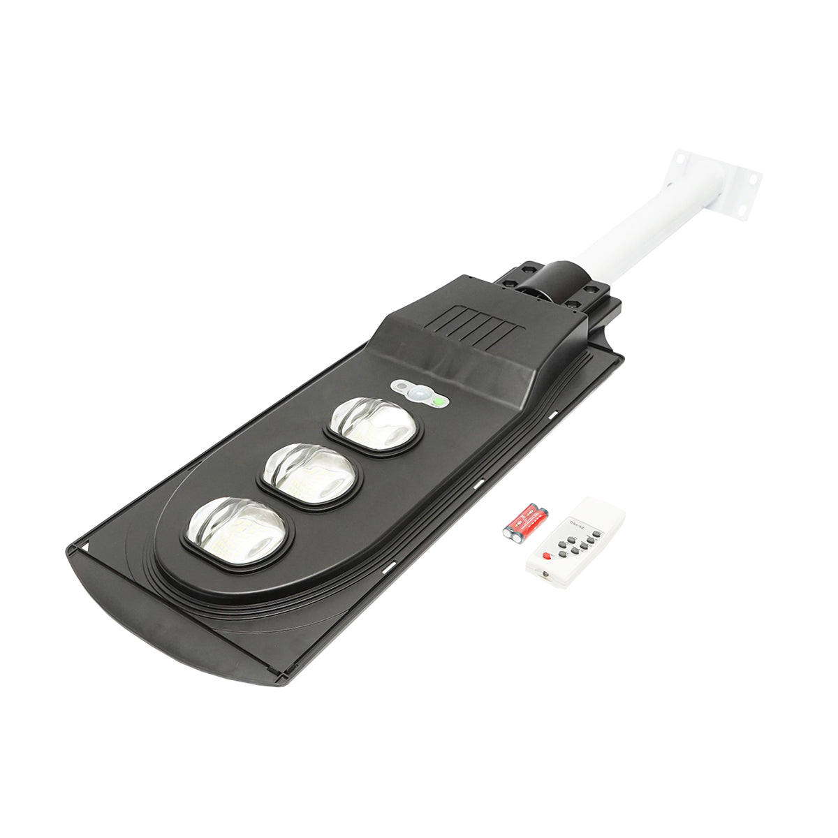 Lampada solare a LED per illuminazione stradale 150W, 6500K, IP65 con sensore di movimento, pannello solare e montaggio su palo - immagine 2