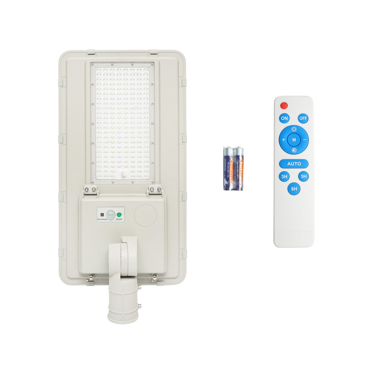 Lampada solare a LED per illuminazione stradale 180W, 6500K, IP65 con pannello solare con sensore di movimento e montaggio su palo