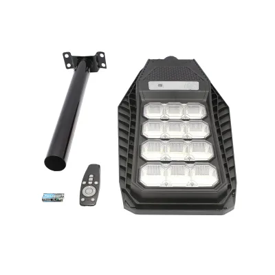 Lampada solare a LED per illuminazione stradale 200W, 6500K, IP65 con sensore di movimento, pannello solare e montaggio su palo - immagine 2