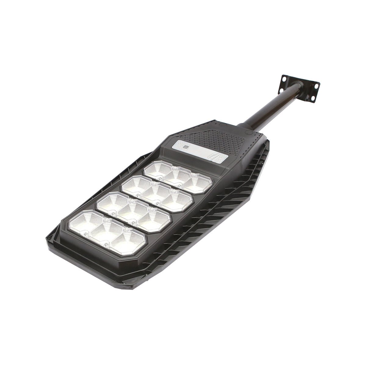 Lampada solare a LED per illuminazione stradale 200W, 6500K, IP65 con sensore di movimento, pannello solare e montaggio su palo - immagine 6