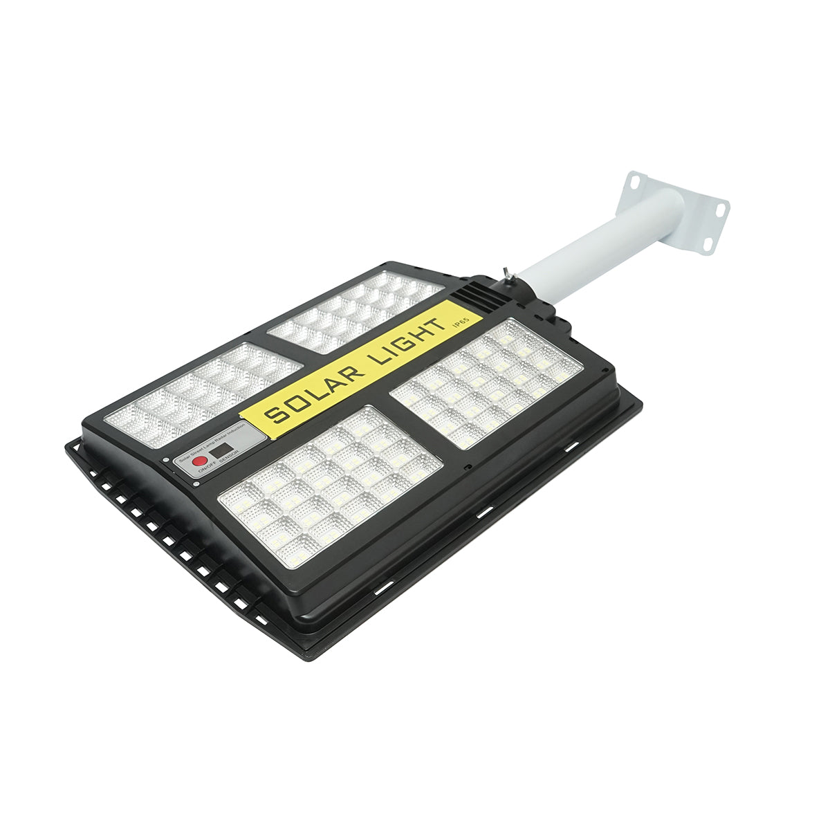 Lampada solare illuminazione stradale LED 200W 6500K con pannello solare 15W, batteria 15000mAh, telecomando, montaggio su palo IP65 - immagine 2