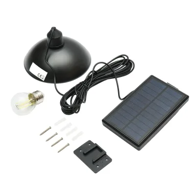 Lampada solare LED 2W con pannello solare 1,5W/5,5V, batteria 3,7V/1,2 Ah e paralume IP54 - immagine 2