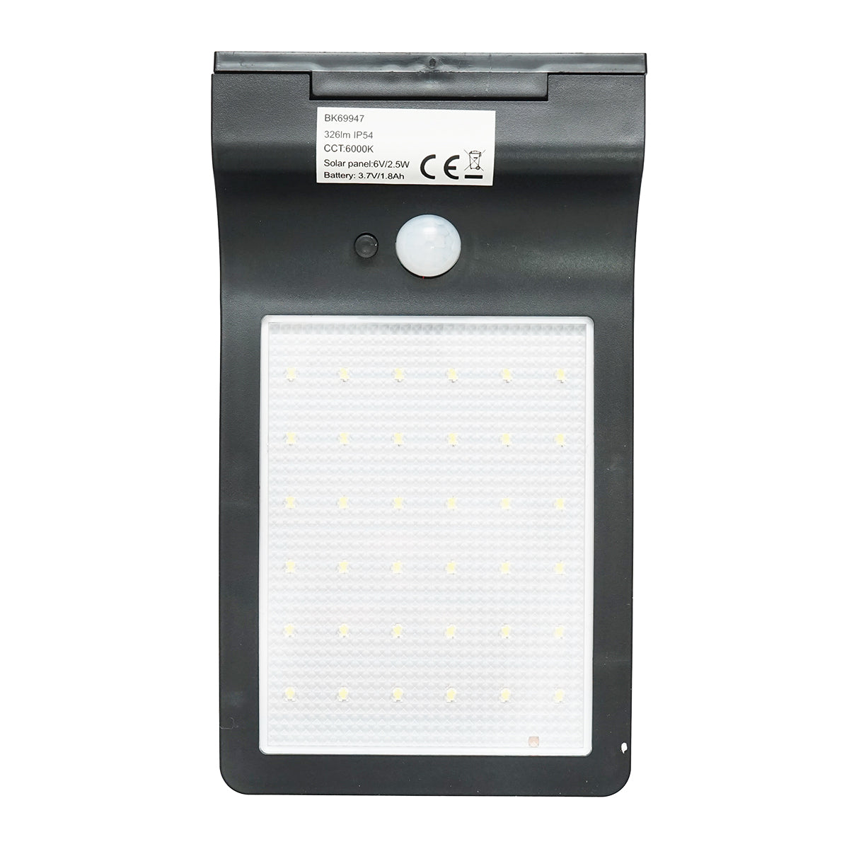 Lampada solare LED 326lm con pannello solare 2,5W/6V, batteria 3,7V/1,8 Ah e sensore crepuscolare IP54 - immagine 2