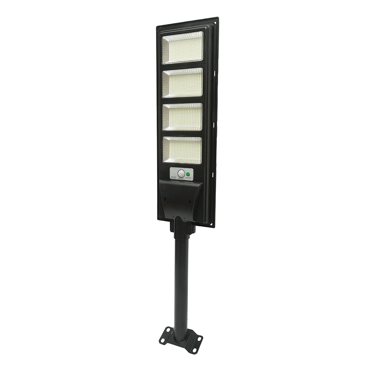 Lampada solare LED illuminazione stradale 200W 6500K con pannello solare 12W, batteria 12000mAh, telecomando, montaggio su palo IP65