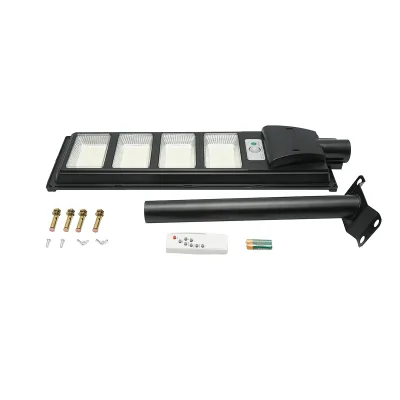 Lampada solare LED illuminazione stradale 200W 6500K con pannello solare 12W, batteria 12000mAh, telecomando, montaggio su palo IP65 - immagine 2
