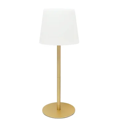 Lampada solare LED ricaricabile 2W con pannello solare 0,7W, batteria 3,7V 1200mAh, USB 5V 1A, IP65, per esterni, 3000K, colore oro - immagine 4