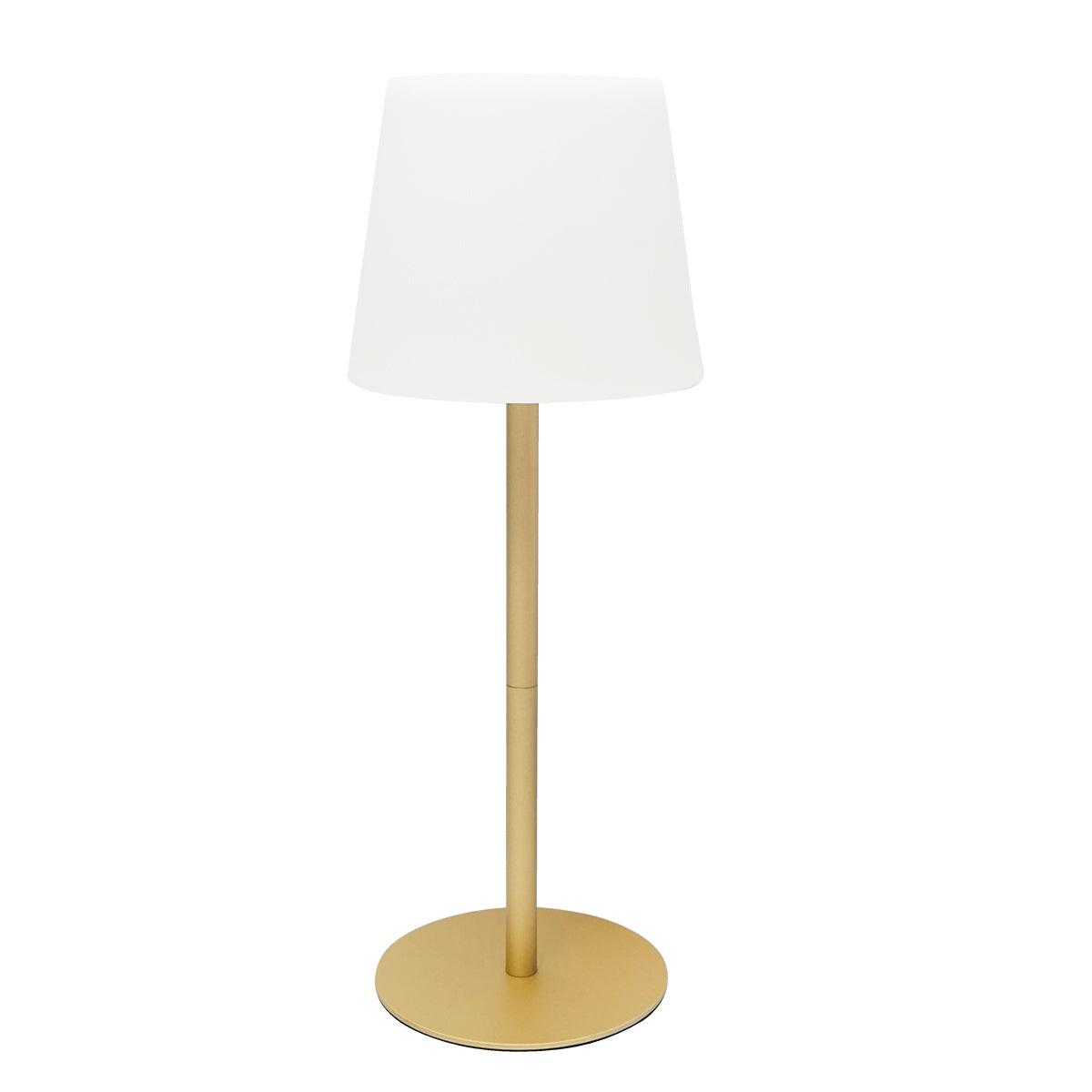 Lampada solare LED ricaricabile 2W con pannello solare 0,7W, batteria 3,7V 1200mAh, USB 5V 1A, IP65, per esterni, 3000K, colore oro - immagine 4