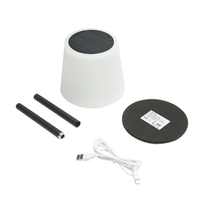 Lampada solare LED ricaricabile 2W con pannello solare 0,7W, batteria 3,7V 1200mAh, USB 5V 1A, IP65, per esterni, 3000K, Nero - immagine 2