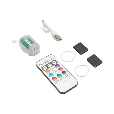 Lampada stroboscopica LED RGB con telecomando, 10 modalità, 8 colori, batteria al litio ricaricabile da 150 mAh USB-C IP65