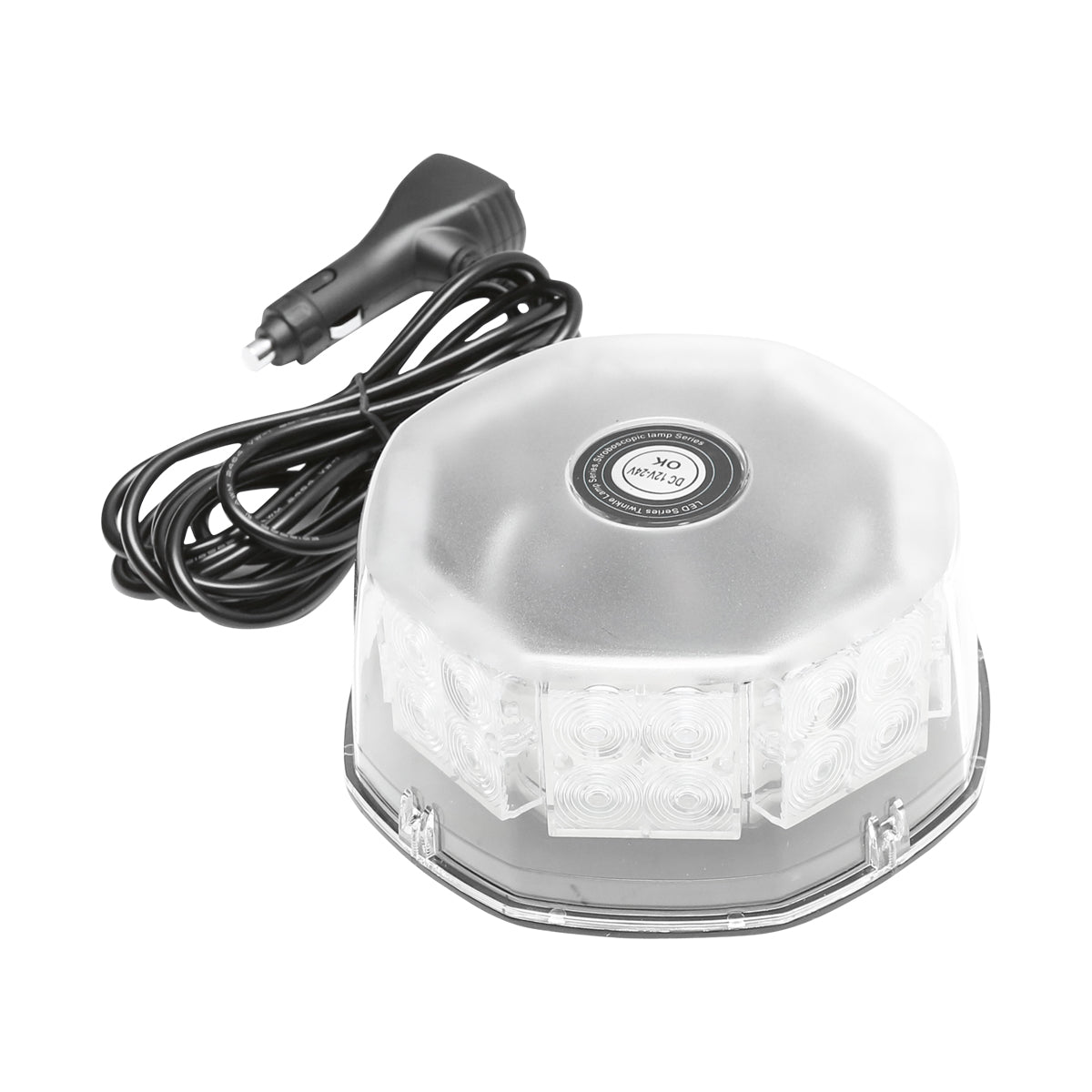 Lampeggiante rotondo di segnalazione con 32 zone LED SMD, luce gialla, base magnetica, interruttore ON/OFF con indicatore luminoso, 12V/24V Breckner Germany - immagine 4