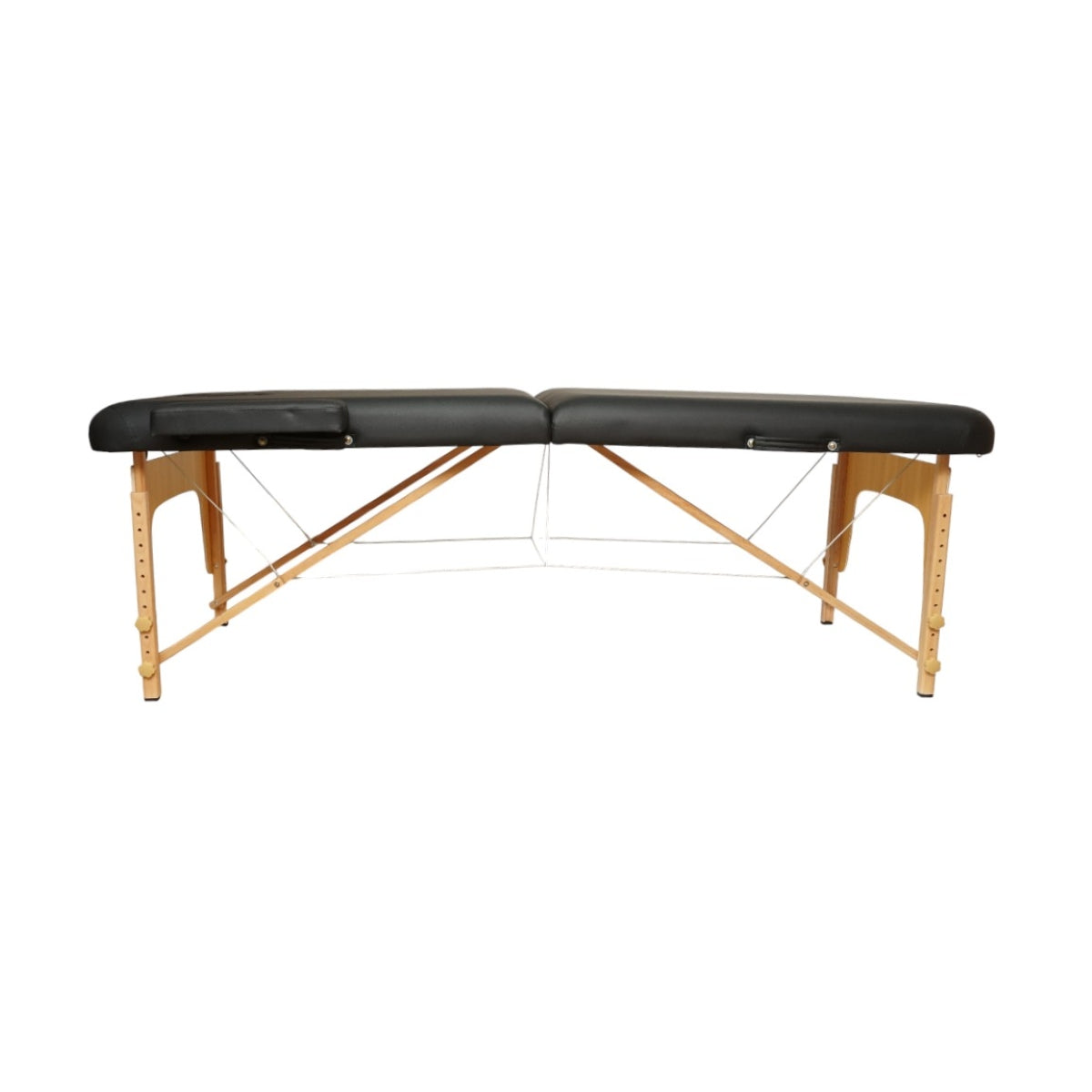 Lettino da massaggio pieghevole portatile a 2 zone, struttura in legno, imbottitura in schiuma da 5 cm, altezza 55-76 cm, ecopelle nera 60x213 cm THOR - immagine 3