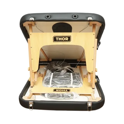 Lettino da massaggio pieghevole portatile a 2 zone, struttura in legno, imbottitura in schiuma da 5 cm, altezza 55-76 cm, ecopelle nera 60x213 cm THOR - immagine 5