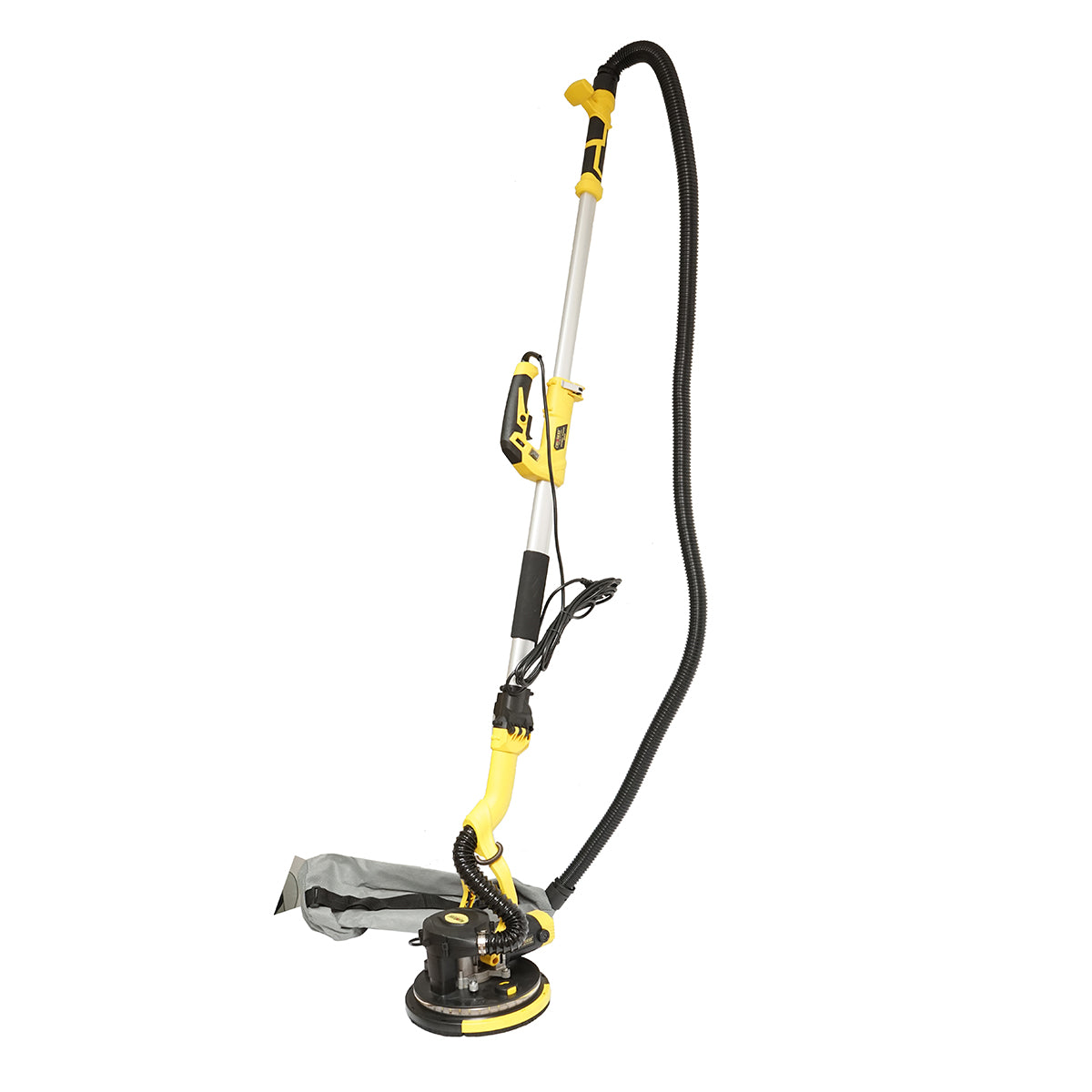 Levigatrice a giraffa per pareti e soffitti con aspiratore e sacco, 880 W, 220 V, 5 velocità 1000-2100 giri/min, braccio telescopico 125-180 cm, testa illuminata con 72 LED, 6 dischi da 225 mm Crownman