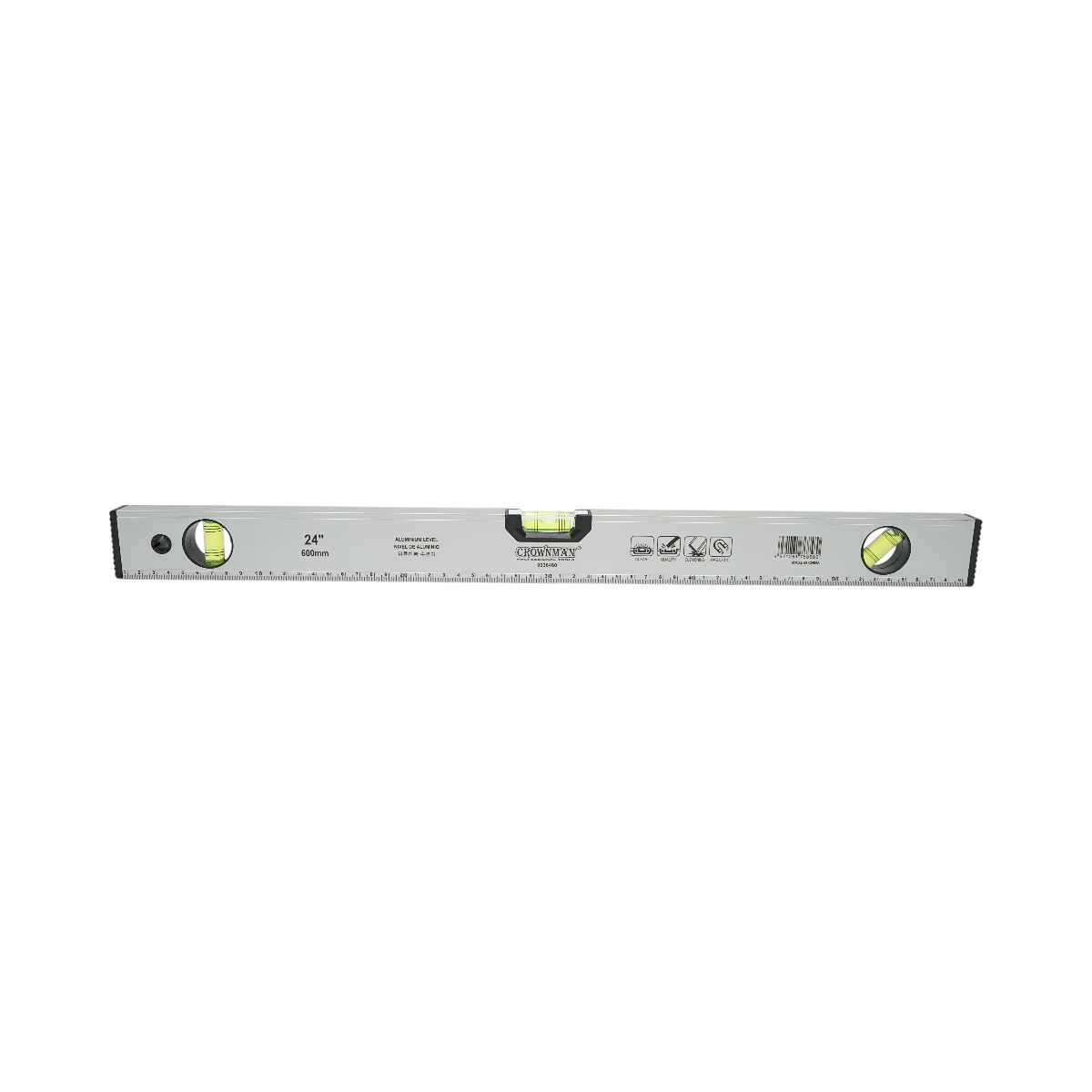 Livella magnetica in alluminio da 600 mm, con 3 bolle di livello e righello graduato da 0 a 60 cm, marca Crownman.