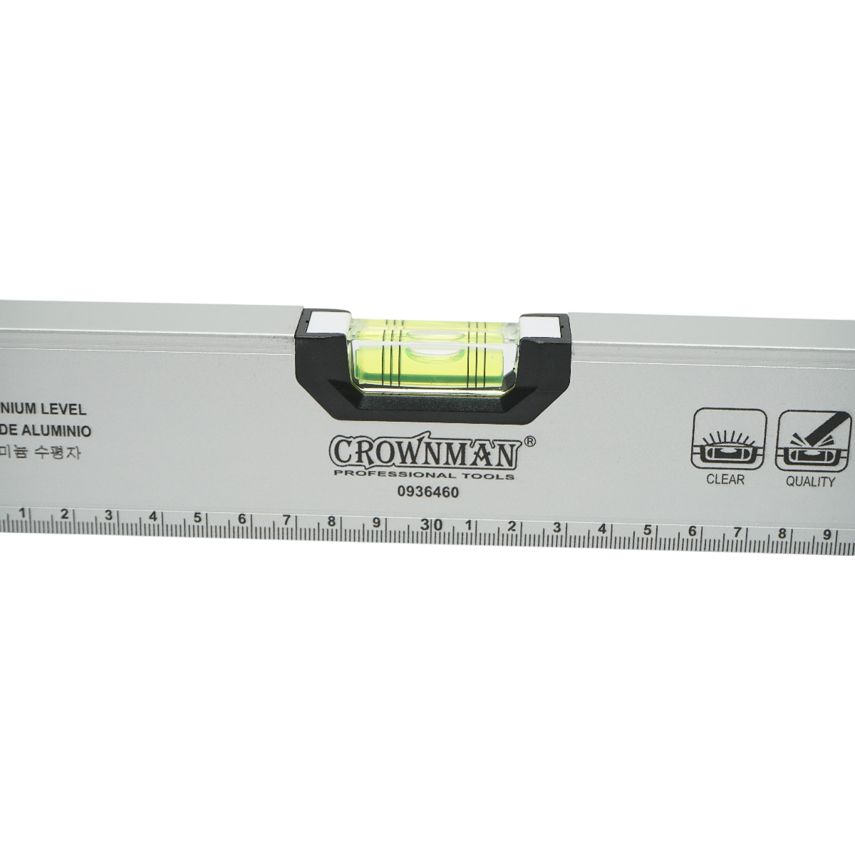 Livella magnetica in alluminio da 600 mm, con 3 bolle di livello e righello graduato da 0 a 60 cm, marca Crownman. - immagine 5