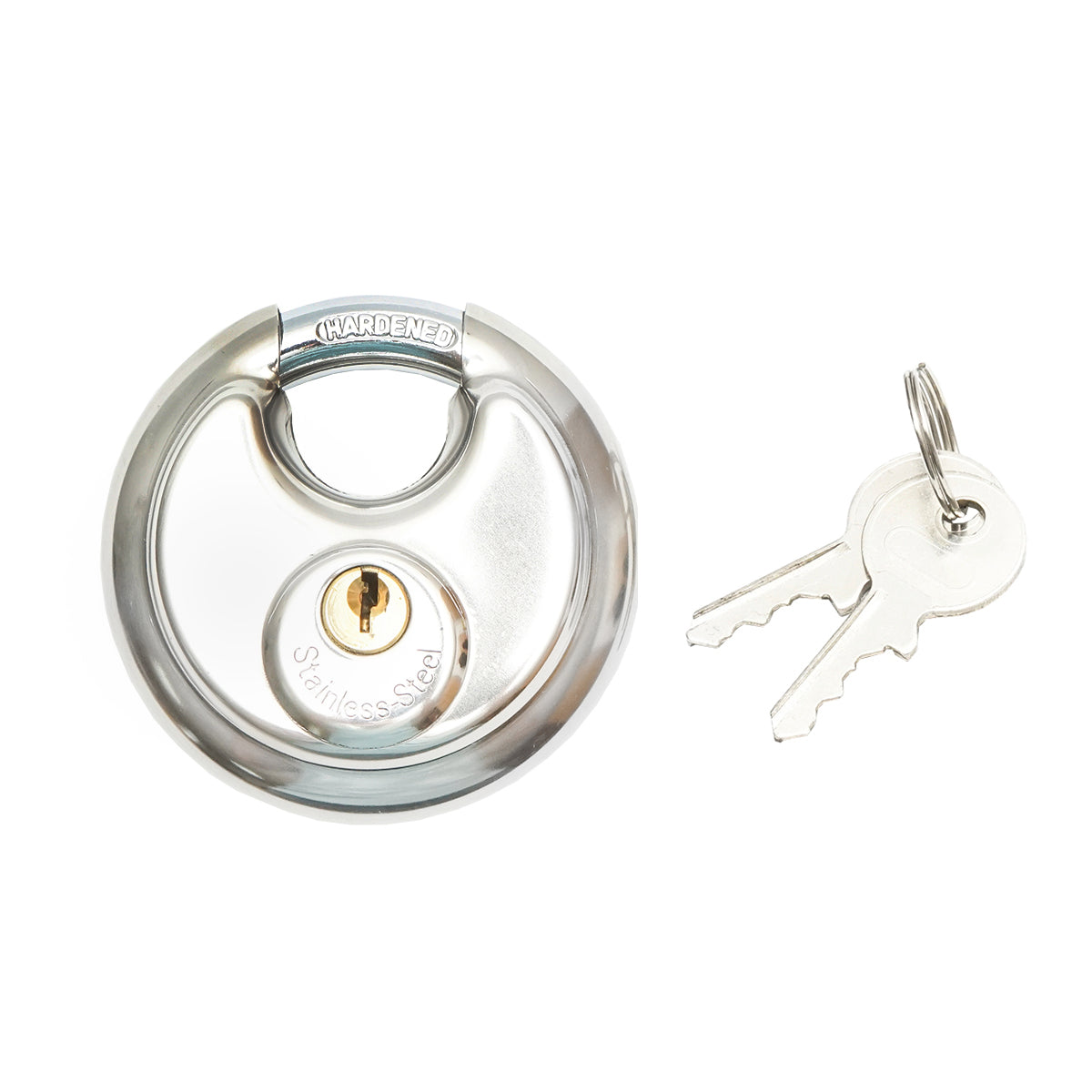 Lucchetto a disco in acciaio inox con 2 chiavi