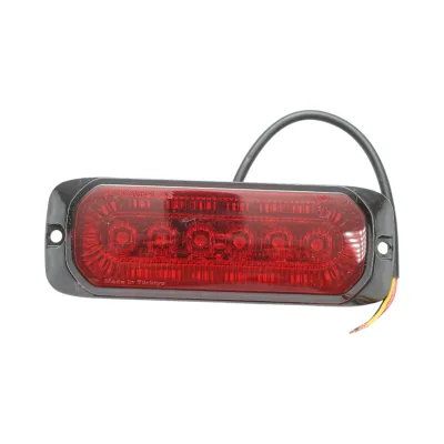 Luce stroboscopica laterale LED 12-24V rossa 9 funzioni 132x46x19mm FR1287