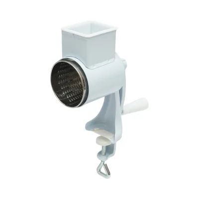 Macchina manuale per macinare noci, con tamburo in acciaio inox e corpo in metallo bianco Berner BG-5.